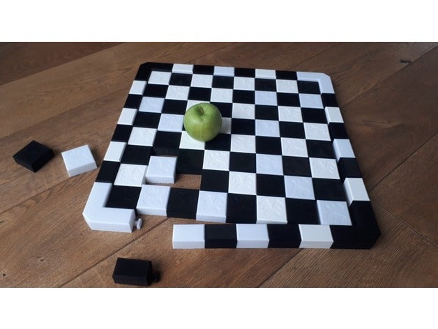 chess board puzzle chessboard 3D print model - Mito3D
