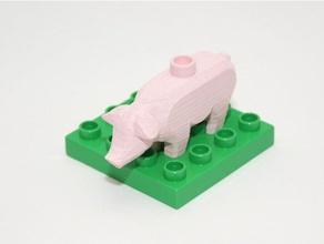 duplo compatible pig construction toys 3d print model - Mito3D