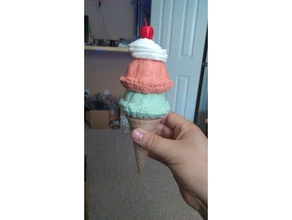 helado de cono comida & bebida 3dgeekbox cherry icecream makergeeks whipcream 3d print model - Mito3D