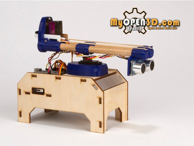 myopen3d - desktop-Wächter v10 mechanische Spielzeuge 3d-drucken arduino nano Schaltung diy Bildung Elektronik engineering laser-cut maker faire Roboter das Gummiband Gummi-band rubber band gun seattle sonar 3D print model - Mito3D