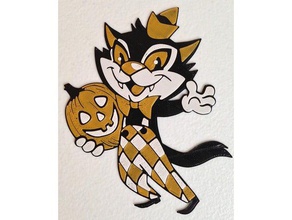 halloween-Katze retro Dekor cat Dekoration halloween jahrgang 3d print model - Mito3D