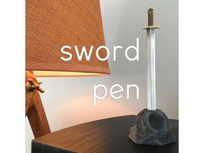 spada penna ridisegnato rock famiglia il fai da te facile divertente geek cavaliere medievale nerd office pen utile di scrittura 3d print model - Mito3D