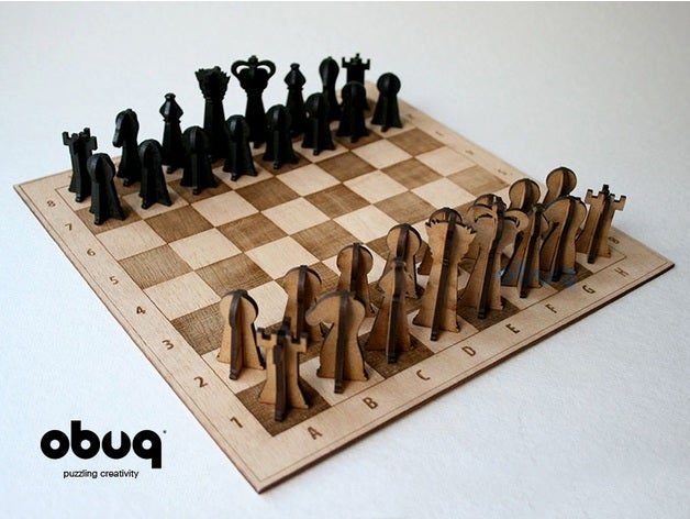 jogo de xadrez 2 3mm boardgame tabuleiro xadrez-definido chessset peça peças baixo-relevo jogos laser corte a laser-corte lasercut lasercutter lasercutting gravador do o mdf obuq obuqdesign design madeira compensada 3D print model - Mito3D