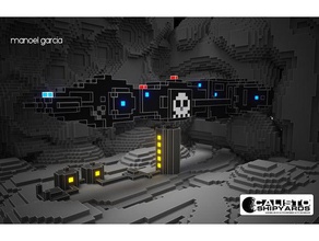 jovian pirate ship toy & game accessories boardgame science fiction space spaceship voxel wargame 3d print model - Mito3D