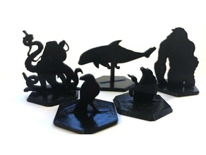 scifi silhouette mini yükselme şekli, canlı oyunlar flatminis rpg masa üstü 3d print model - Mito3D