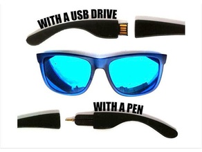 3in1 des lunettes de soleil les gadgets Imprimer en 3d décathlon l'œil porte-lunettes usb lecteur clé la marche 400 bleu cat3 wayfarer 3d print model - Mito3D