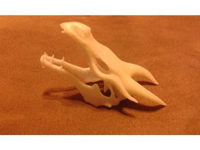 skyrim dragon skull smooth battle scars creatures bone bones 3d print model - Mito3D