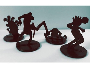 scifi silhouette mini x-riskler oyunlar flatminis Minyatürler canavarlar rpg masa üstü 3d print model - Mito3D