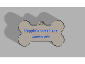 dog tag bone shape fully editable pets doggie doggy dogtag pet 3d print model - Mito3D
