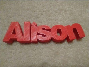 alison sinais e logotipos 3d nome nomes o 3d print model - Mito3D