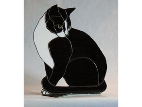 black cat stained glass 2d art animal 3d print model - Mito3D