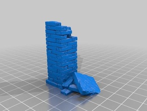 stone wall pillar damaged games building fantasy malifaux medieval old quarters scenery tabletop 3d print model - Mito3D