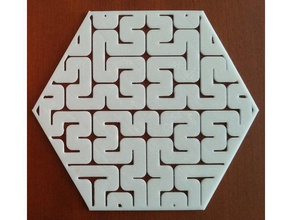 hilbert 100hex 2d-Kunst hexagon 3d print model - Mito3D