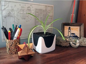 sabio maceta decoración de escritorio plantas planta regar las auto-riego smart 3d print model - Mito3D