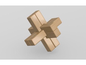 6 peça cross quebra-cabeça quebra-cabeças Quebra-cabeça 3d burr peças de 3d print model - Mito3D