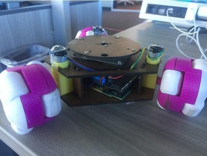 omni wheel robot base w turret - laser cut robotics omniwheel 3d print model - Mito3D