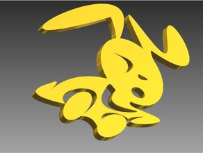 Hase go - Schlüsselanhänger idol 2d-Kunst bunny keychain Kaninchen 3d print model - Mito3D