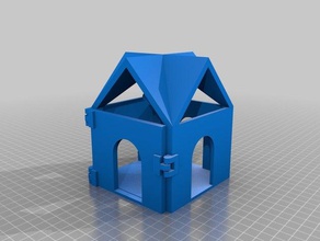 brinquedo mini boneca estatueta w casa de trabalho snap fechou a porta & escadaria em espiral edifícios e estruturas 3d print model - Mito3D