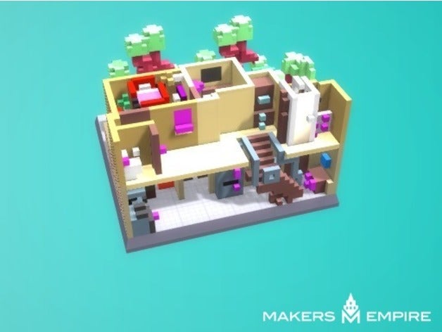 maison de deux étages voir à travers art 3D print model - Mito3D