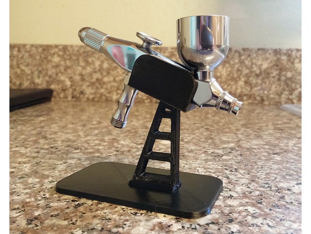 3D Printed Air Brush Stand and Cleaner Nutella Lid by GksTmr