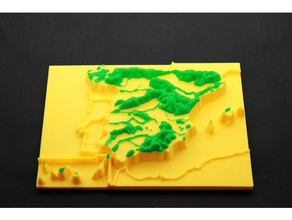 map 3d Bergketten in Spanien Spielzeug & game Zubehör 3d-Karte relief-Karte Geographie Karte Berg student 3d print model - Mito3D