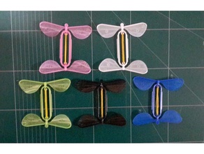 flying dragonfly toy mechanical toys rubber band powered surprise card prank 3d print model - Mito3D
