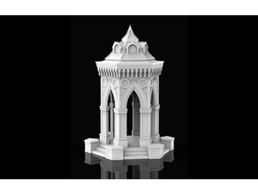 fountain gazebo repaired sculptures architecture building miniature stone victorian 3d print model - Mito3D