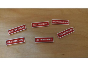 gender pronoun tags accessories 3d print model - Mito3D