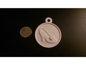 cinderella slipper pendant coins & badges 3d print model - Mito3D