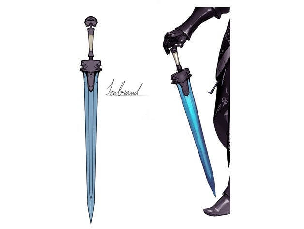frysta props ice sword swords warframe weapon 3D print model - Mito3D