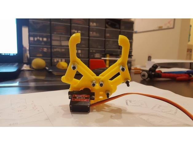 braccio robotico artiglio pinza modificata più piccolo servo mg90s la robotica 3D print model - Mito3D