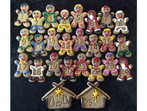 hombre de pan jengibre calendario adviento cortador galletas en conjunto cocina y comedor el cristiana navidad cookie cookiecutter las cookies 3d print model - Mito3D