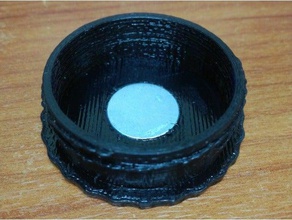 40mm de tampa garrafa espaço 15mm ímã circular esporte & ao ar livre cache canister pac geocache geocaching magnética 3d print model - Mito3D