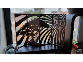 folding mini asian panel screen decor art asianart home sun tree 3d print model - Mito3D