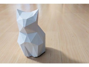 faible polygone chat sculptures cat fat kitty low poly animal 3d print model - Mito3D