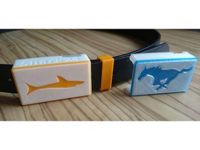 rugged airport buckle 2-color logo single color printer fashion belt mustang sailing shark24 3d print model - Mito3D
