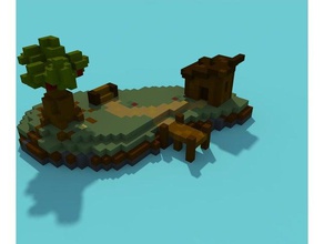 voxel de la isla juegos y juguetes los bloques cubos agua 3d print model - Mito3D
