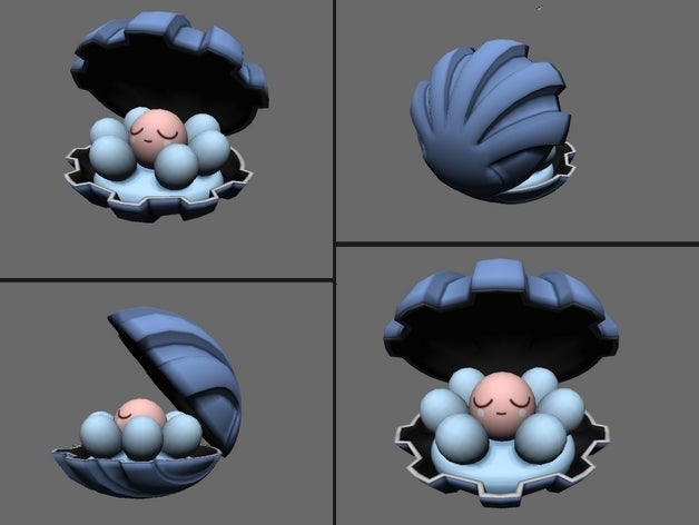 clamperl creatures figure pokemon figures 3D print model - Mito3D