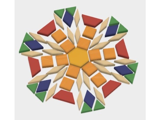 pattern blocks math geometry art 3D print model - Mito3D