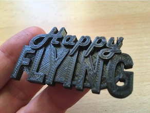 painless360 'happy flying' catchphrase badge coins & badges happy flying pin 3d print model - Mito3D