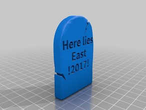 grave stone here lies east customized 3d print model - Mito3D