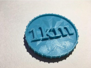 A 1 kilómetro de token monedas & insignias 3d print model - Mito3D