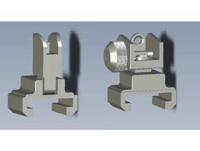 nerf rail iron flip up battle sight front back 3d printing 3d print model - Mito3D