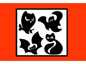 halloween fridge magnet art bat black cat light owl wslab 3d print model - Mito3D