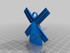 porte clef moulin 3d printing keyring porte-clefs telethon windmill 3d print model - Mito3D