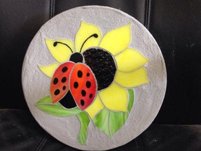 lady bug flower 2d art ladybug stained glass sunflower 3d print model - Mito3D