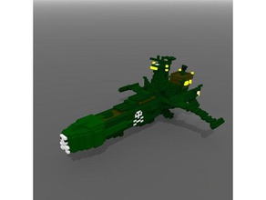 arcadia green voxel toy & game accessories miniature pirate ship spaceship 3d print model - Mito3D