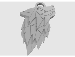 wolf key chain geometric 3d print model - Mito3D