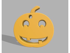 semplice, felice di zucca collana keychain w wo foro gioielli halloween la ciondolo semplice 3d print model - Mito3D