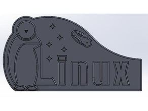 linux penguin 2d art 3d print model - Mito3D